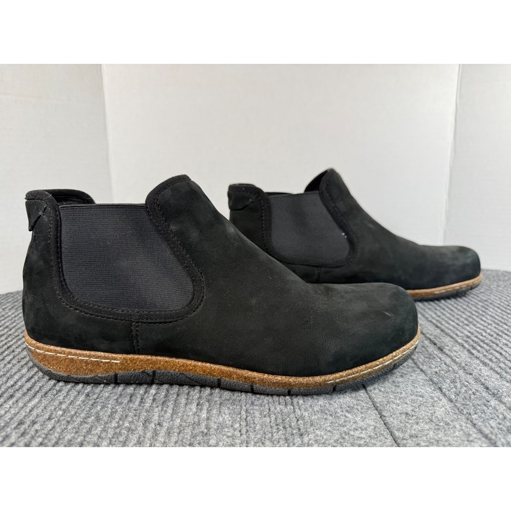 Earth Eterica Black Nubuck Leather Chelsea Ankle Boots Women 11M Cork Midsole